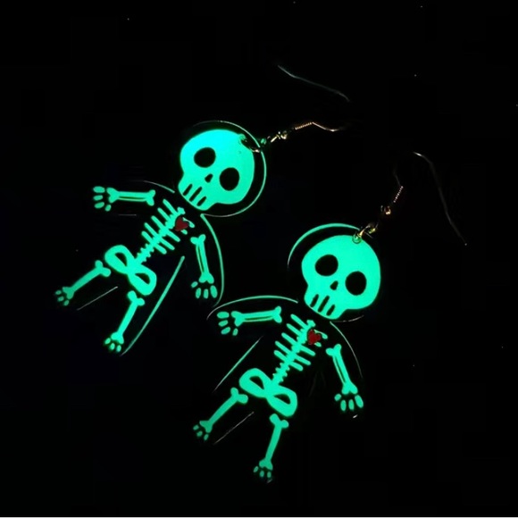 New Halloween luminous skeleton earrings - Picture 2 of 3